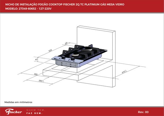 Cooktop Platinium a Gás 2 Queimadores Vidro Preto Bivolt Fischer
