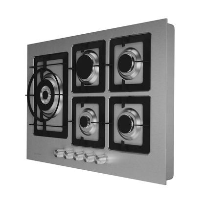 Cooktop Quadratto a Gás 5 Queimadores Tripla Chama 75cm Semi Bivolt Elettromec