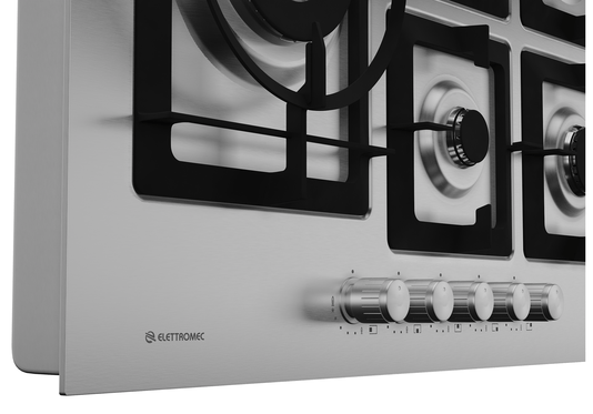 Cooktop Quadratto a Gás 5 Queimadores Tripla Chama 75cm Semi Bivolt Elettromec
