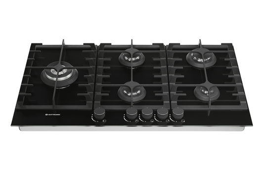 Cooktop Vetro a Gás 5 Queimadores Tripla Chama 90cm Bivolt Elettromec