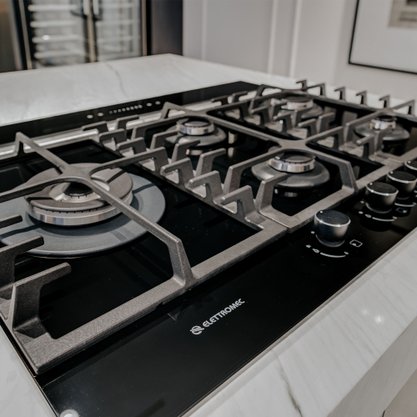 Cooktop Vetro a Gás 5 Queimadores Tripla Chama 90cm Bivolt Elettromec