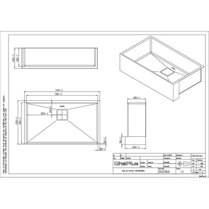 Cuba para Cozinha Farm Sink Rose Gold Quadratino 430x740x200mm Debacco