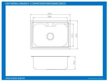 Cuba para Cozinha Funzionale 660x450x215 1C + Misturador Monocomando Debacco
