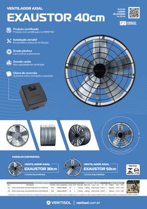 Exaustor de Parede Industrial Axial Alta Vazão 40cm 220V Ventisol