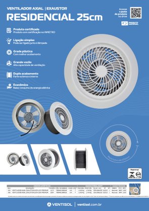 Exaustor Residencial Axial Branco 25cm 220V Ventisol