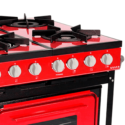 Fogão Profissional a Gás Bravo 4 Queimadores com Forno Vermelho Venâncio