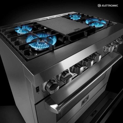 Fogão Professional 5 Queimadores com Forno à Gás 116 Litros 90cm  220V Elettromec