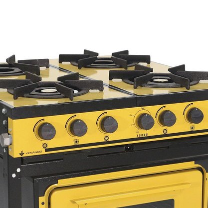 Fogão Profissional à Gás Bravo 4 Bocas com Forno Amarelo Venâncio