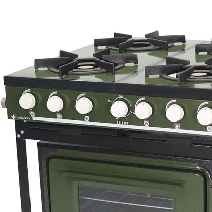 Fogão Profissional à Gás Bravo 4 Bocas com Forno Verde Venâncio