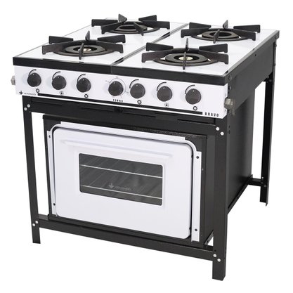 Fogão Profissional a Gás Bravo 4 Queimadores com Forno Branco Venâncio