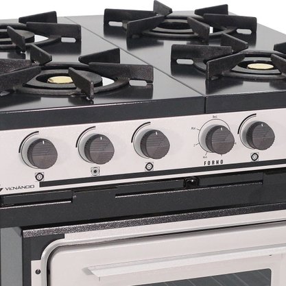 Fogão Profissional a Gás Bravo 4 Queimadores com Forno Cinza Venâncio