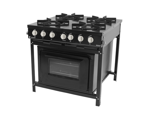 Fogão Profissional a Gás Bravo 4 Queimadores com Forno Preto Venâncio