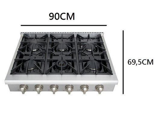 Fogão Rangetop a Gás Profissional 6 Queimadores Inox 90cm 220V Cookerhood