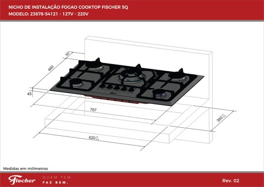 Forno Elétrico Gourmet Grill de Bancada Branco 44 Litros 220V Fischer