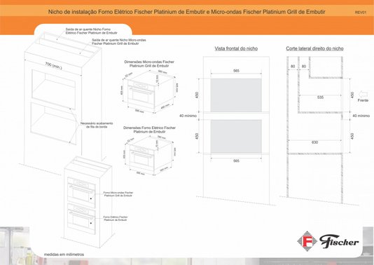 Forno Elétrico Platinium de Embutir 43 Litros 220V Fischer