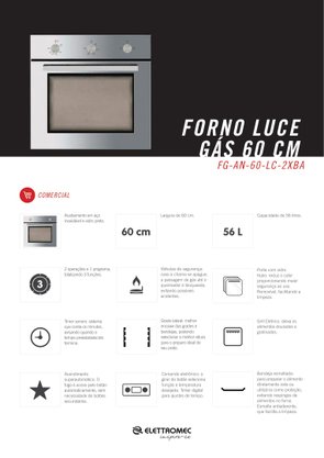 Forno Luce à Gás 56 Litros 60cm 220V Elettromec