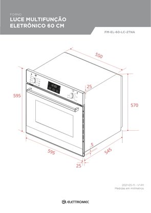 Forno Luce Multifunção Elétrico 68 Litros 60cm 220V Elettromec