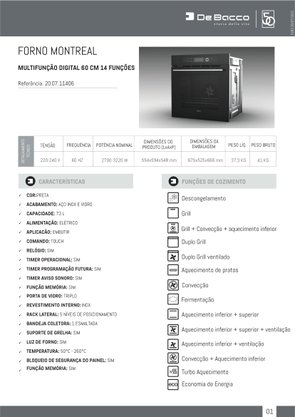 Forno Montreal Multifunção Elétrico Digital 73 Litros 220V Debacco