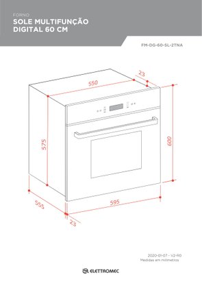 Forno Sole Multifunção Elétrico Digital 73 Litros 60cm 220V Elettromec