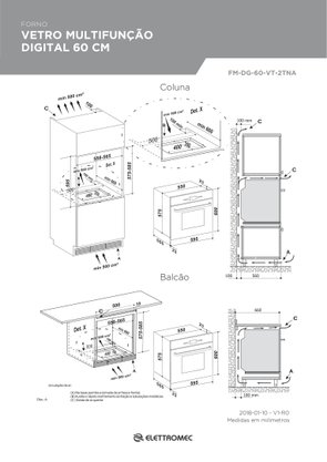 Forno Vetro Multifunção Elétrico Digital 67 Litros 60cm 220V Elettromec