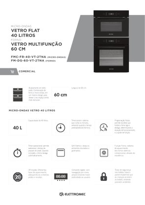 Forno Vetro Multifunção Elétrico Digital 67 Litros 60cm 220V Elettromec