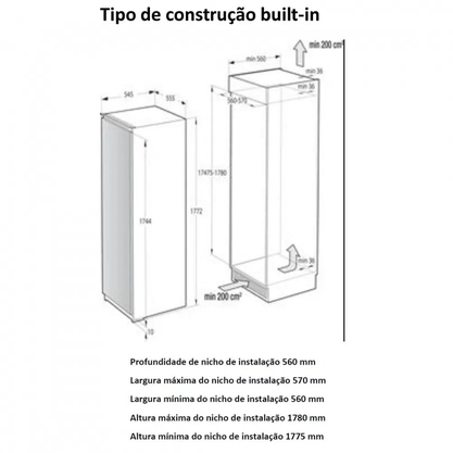 Freezer Vertical de Embutir e Revestir No Frost 235 Litros 220V Gorenje