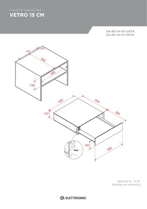 Gaveta Aquecida Vetro Vidro Preto 15cm 220V Elettromec