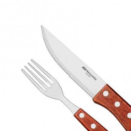 Jogo de 12 talheres Para Churrasco em Aço Inox com Cabo de Madeira Fracalanza