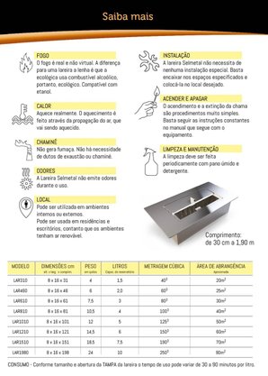 Lareira Ecológica Aço Inox Escovada 81cm Selmetal