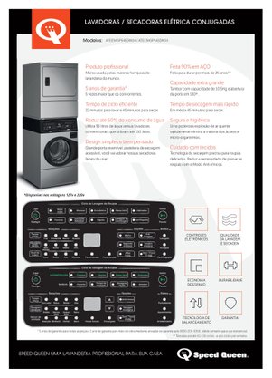 Lavadora e Secadora de Roupas Elétrica Conjugada 10,5kg Inox 220V Speed Queen