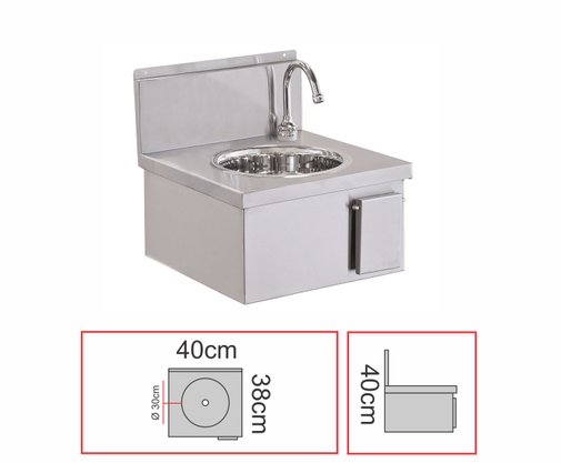Lavatório para Assepsia em Aço Inox AISI 200 40x38x40 Qualinox
