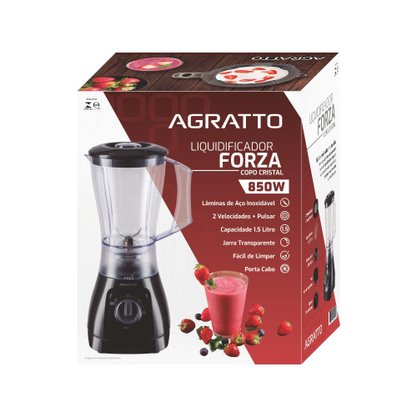 Liquidificador Forza 2 Velocidades Cristal  850W 1,5 Litro 220V Agratto