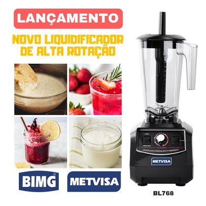 Liquidificador Industrial Blender Alta Rotação Inox BL768 2,8 Litros 220V Metvisa