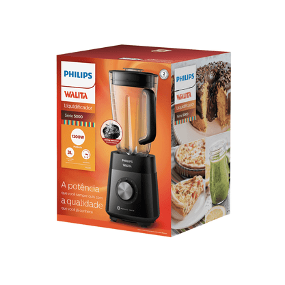 Liquidificador Série 5000 Jarra Plástico 3L Preto 1200W 220V Philips Walita