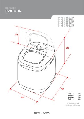 Máquina de Gelo Portátil Prata 220V Elettromec