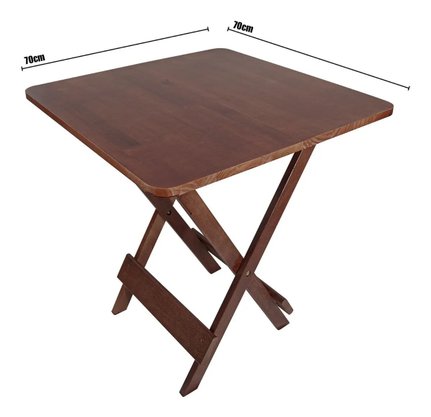 Mesa de Madeira Maciça Dobrável Imbuia 70x70 Maplan