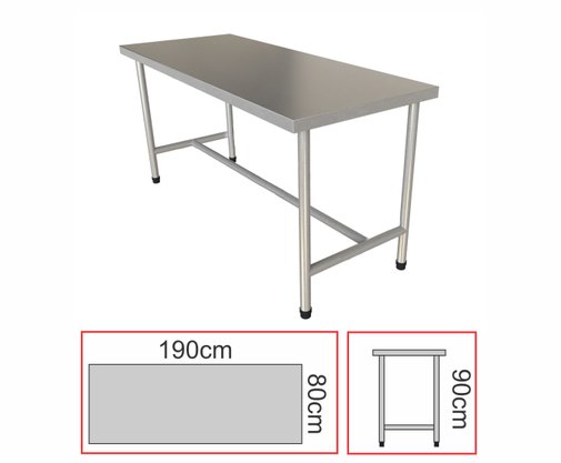 Mesa Lisa de Centro em Aço Inox AISI 200 1 Prateleira 190x80x90 Qualinox