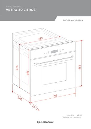 Micro-ondas Vetro Flat 40 Litros Built-In 220V Elettromec