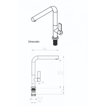 Misturador Monocomando para Cozinha Black Matte Debacco