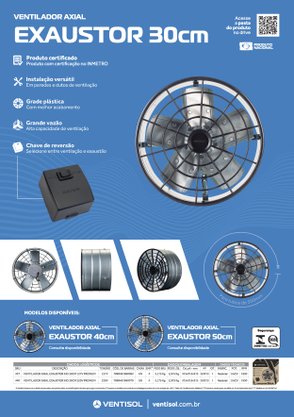 Exaustor de Parede Industrial Axial Alta Vazão 30cm 220V Ventisol