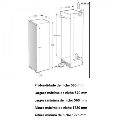 Refrigerador de Embutir e Revestir 1 Porta 305 Litros 220V Gorenje
