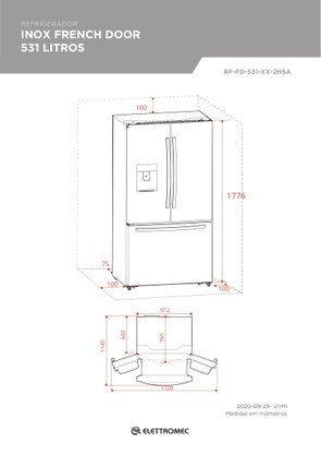 Refrigerador French Door 531 Litros 220V Elettromec