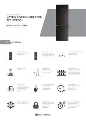 Refrigerador Vetro Bottom Freezer 317 Litros 220V Elettromec