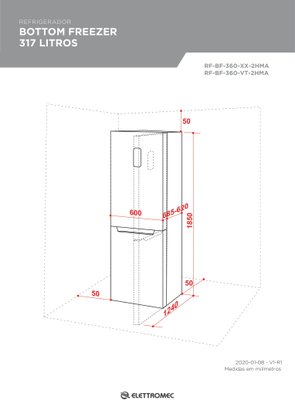 Refrigerador Vetro Bottom Freezer 317 Litros 220V Elettromec