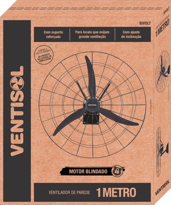 Ventilador de Parede Industrial Alta Vazão Preto 1 Metro 220V Ventisol