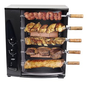 Churrasqueira a Gás Rotativo de 5 Espetos Bivolt Arke