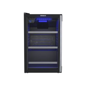Cervejeira Blue Light Preto Fosco Porta de Vidro Invertida 100 Litros 220V Venax