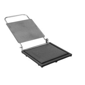 Chapa em Ferro Fundido com Prensa Inox para Bifeteira e Fogareiro Gourmet Guindani