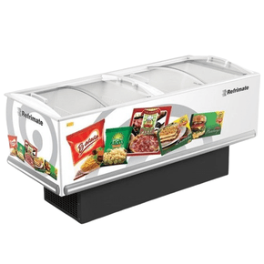 Expositor Ilha Congelados Plus Vidro Curvo Branco 2,00m EIP2000 220V Refrimate
