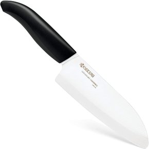 Faca Cerâmica Santoku Ergonomic 5.5" Lâmina Branca Cabo Preto Kyocera